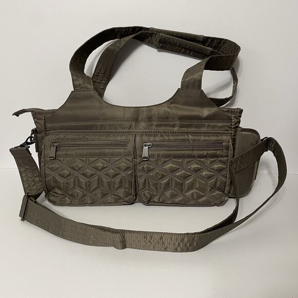 LUG Streetcar East/West Shoulder Crossbody Bag Purse in Gray Quilted Divider - Picture 1 of 13